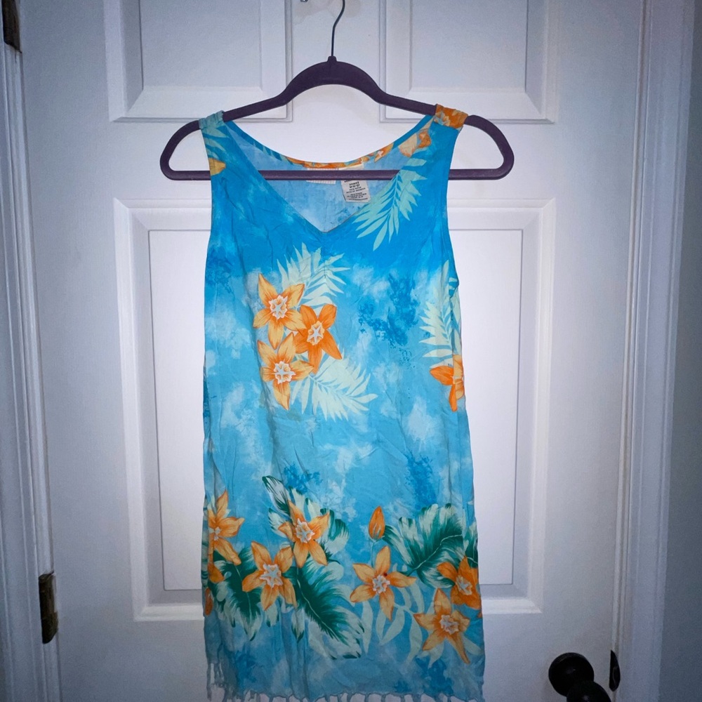 White Stag Turquoise Sailboat Print Dress